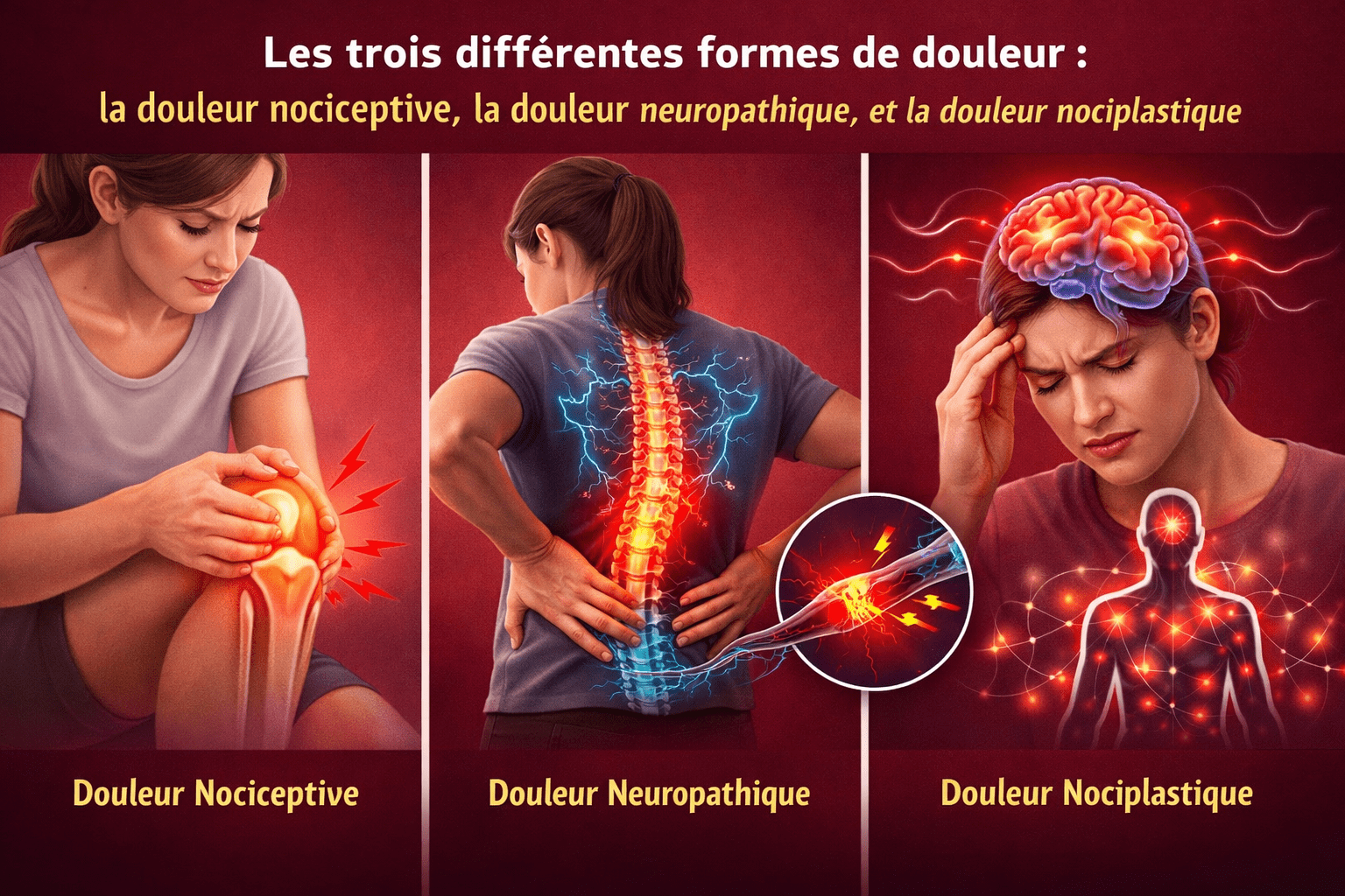 les 3 différentes formes de douleur impliquées dans la douleur chronique